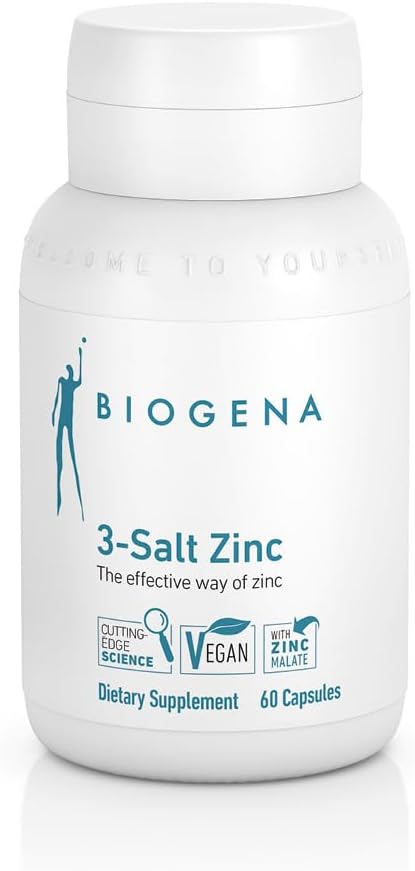 Biogena 3-Salt Zinc Capsules - Highly Bioavailable Organic Zinc - 60 Count