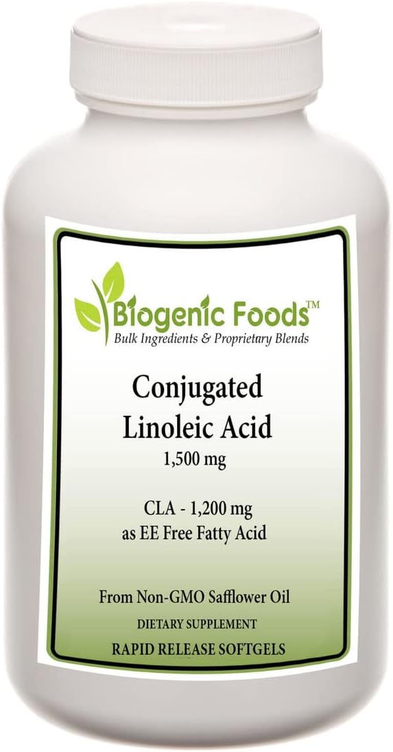 Biogenic Foods CLA Oil Supplement - 1,200mg Free Fatty Acid from Natural Sources - 1,500mg - 60 Capsules