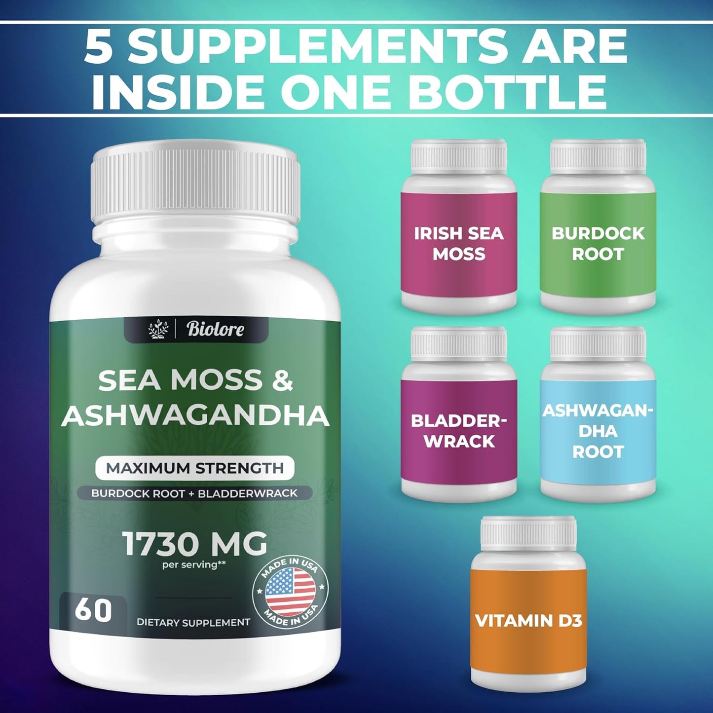 Biolore Ashwagandha Gummies and Elderberry Sea Moss Gel - Natural Immune Support Supplements