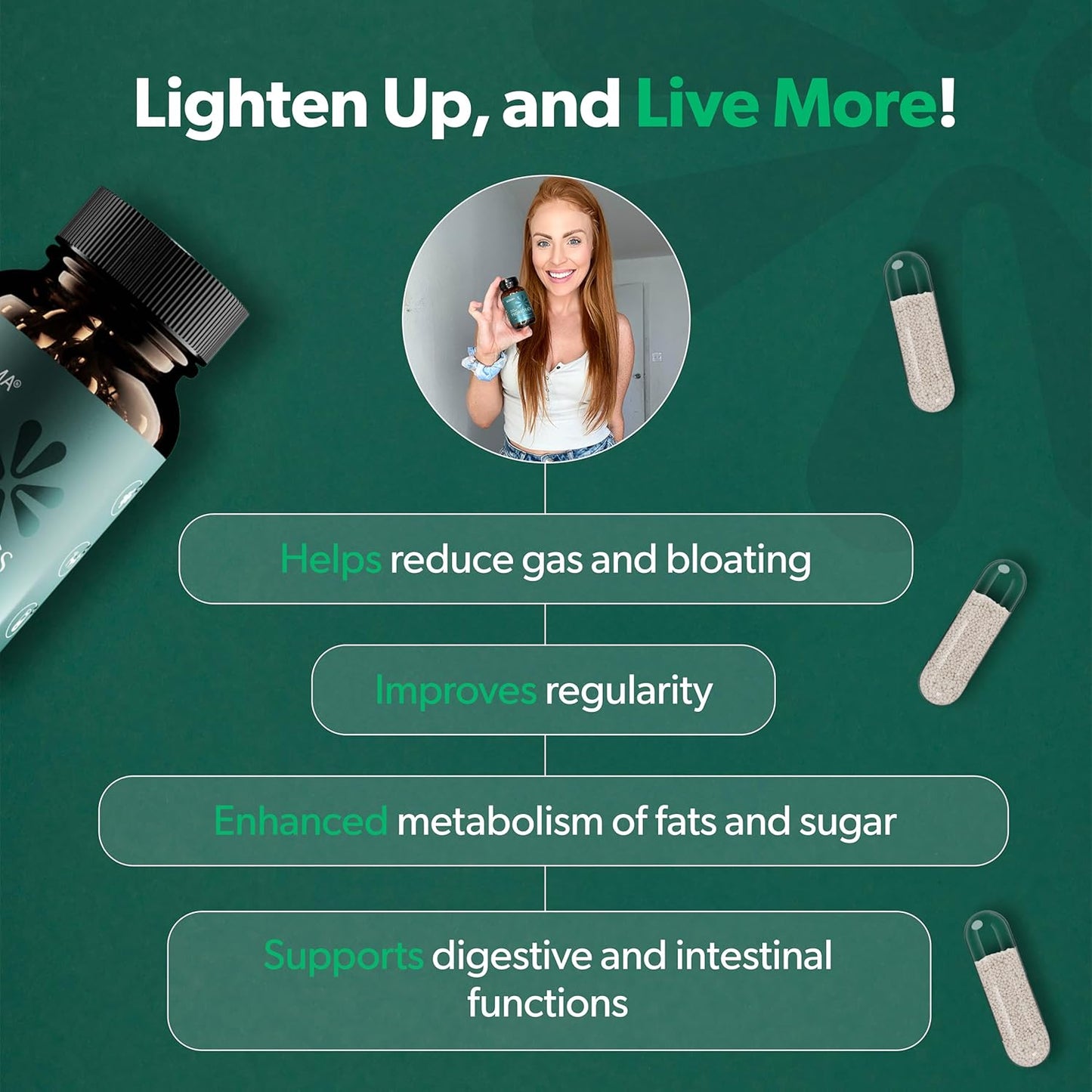 BIOMA Slow Release Synbiotic Probiotic Capsules for Digestive Health - 3 in 1 Gut Support with Prebiotics/Postbiotics - 180 Capsules