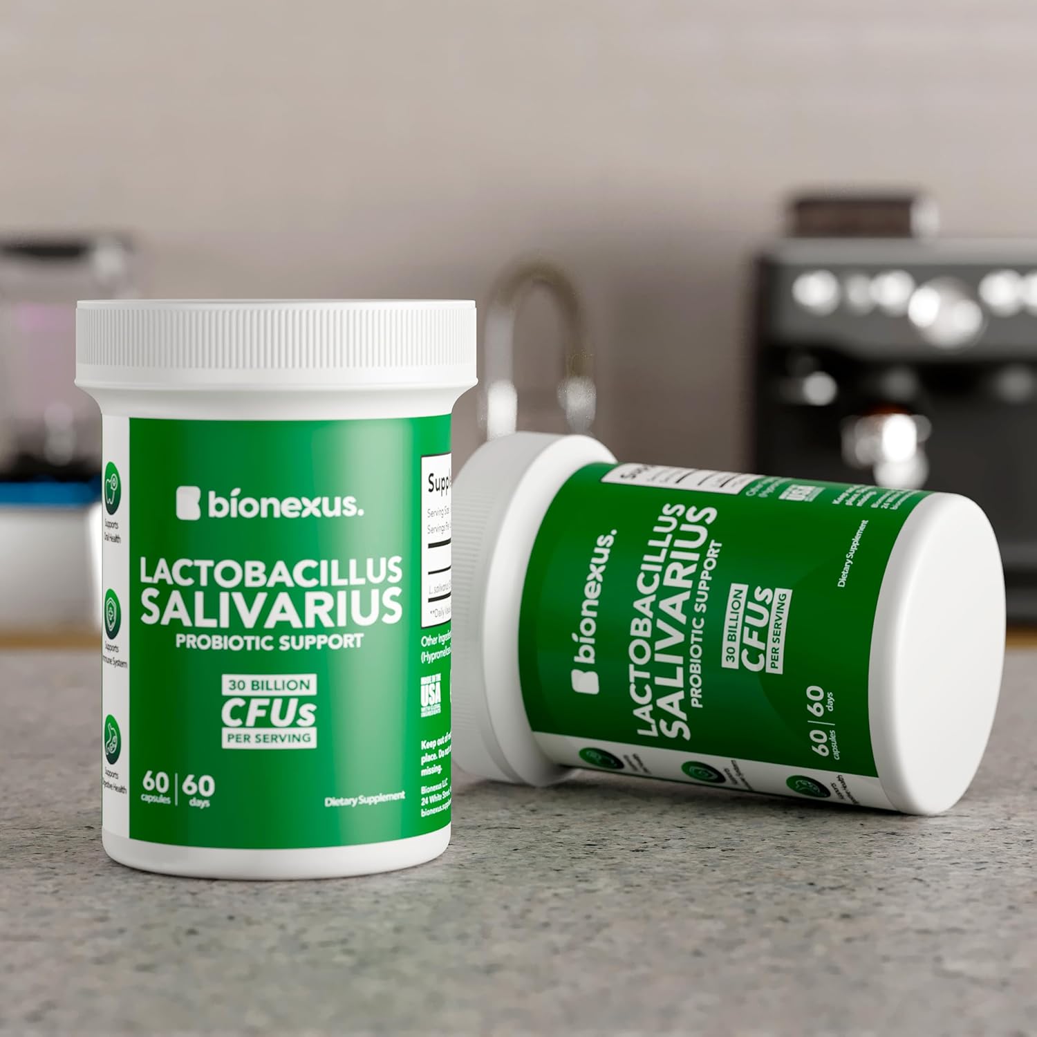 Bionexus™ Lactobacillus Salivarius Oral Probiotics Supplement - 60 Count, 30 Billion CFU for Immune and Digestive Health - Made in USA