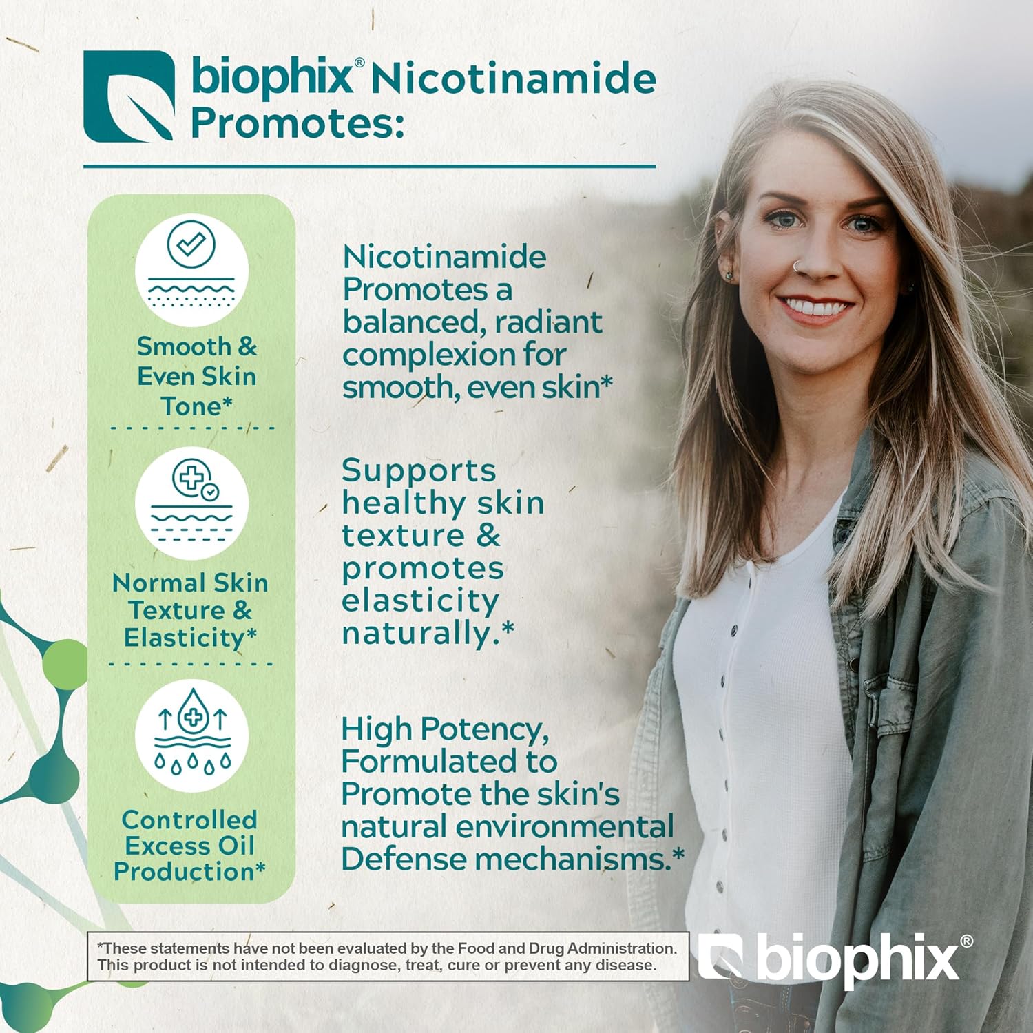 Biophix Clear Skin Series B-3 Nicotinamide Pantothenate 1350mg Vcaps - Supports Skin Cell Health with B5 Pantothenic Acid - Niacinamide Niacin