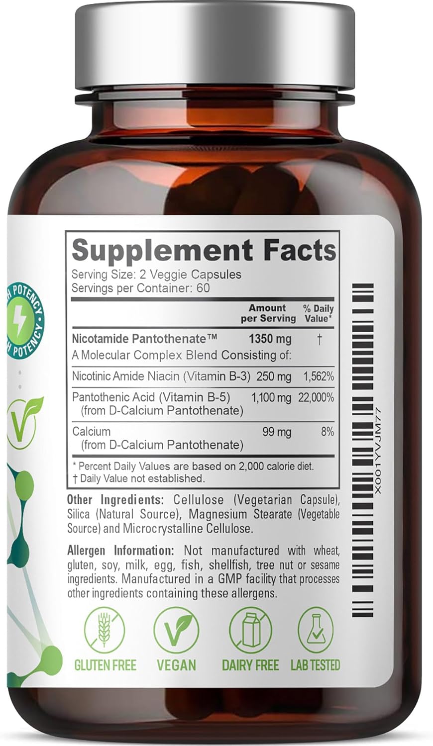 Biophix Clear Skin Series B-3 Nicotinamide Pantothenate 1350mg Vcaps - Supports Skin Cell Health with B5 Pantothenic Acid - Niacinamide Niacin