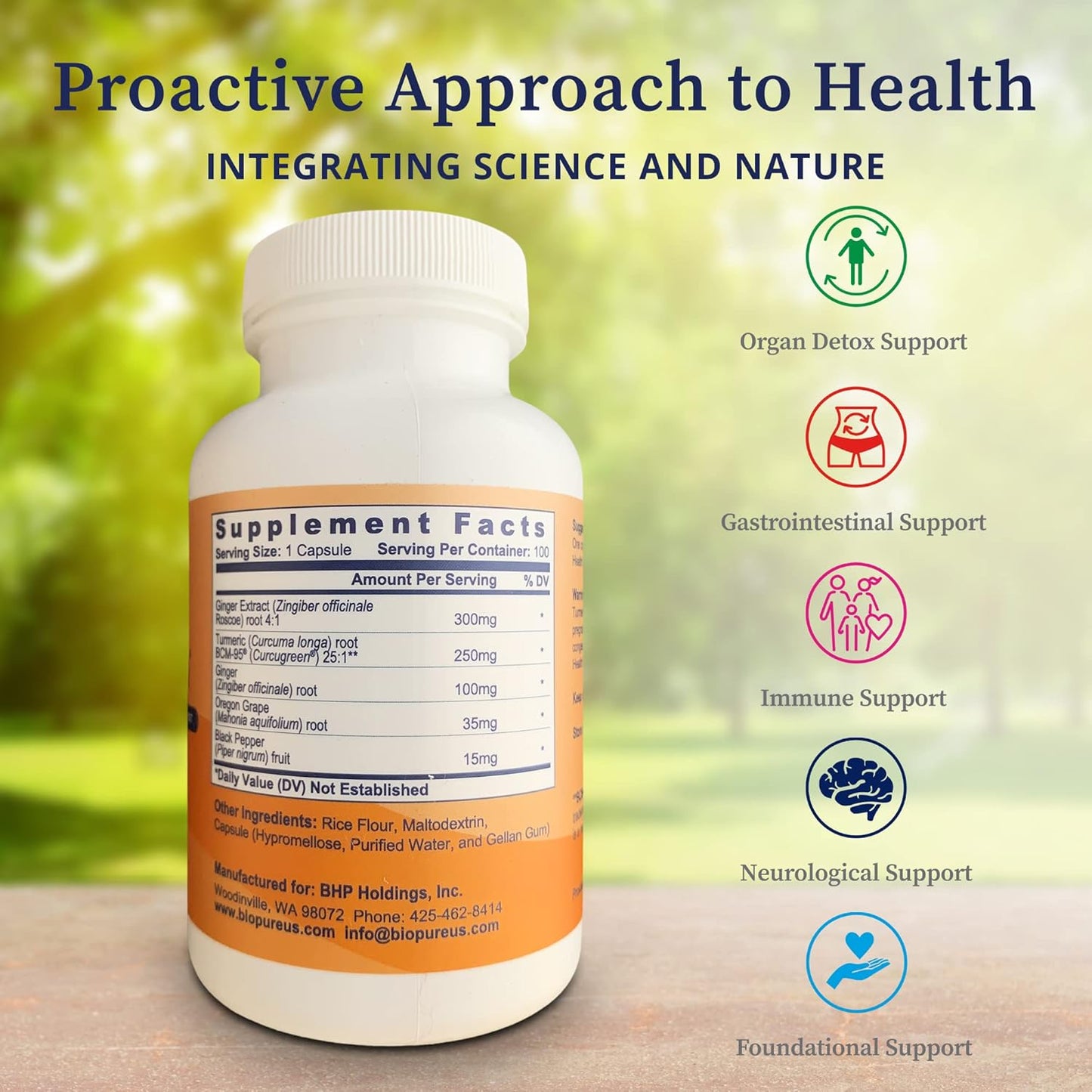 BioPure CurcuSyn Capsules - Turmeric, Ginger, Black Pepper & Grape Curcumin Supplement for Microbiome, GI, Immune System, Liver Health & Wellness