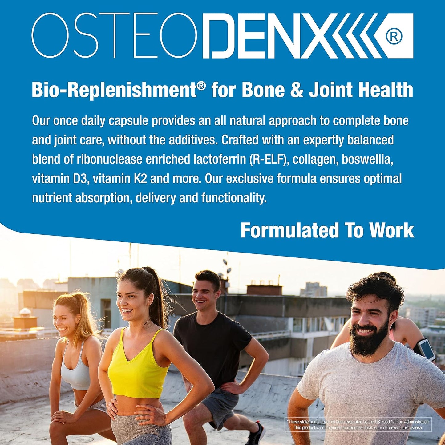 bioQuad OsteoDenx: Supports Healthy Bone Growth and Enhances Joint Flexibility - Lactose-Free, Gluten-Free, Non-GMO (60 Tablets)