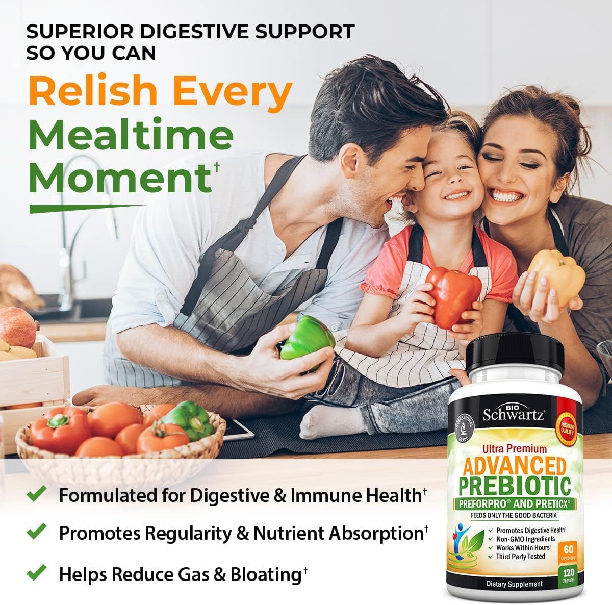 BioSchwartz Advanced Prebiotic and Probiotic Bundle - 2 Month Supply with 40 Billion CFU Daily Support