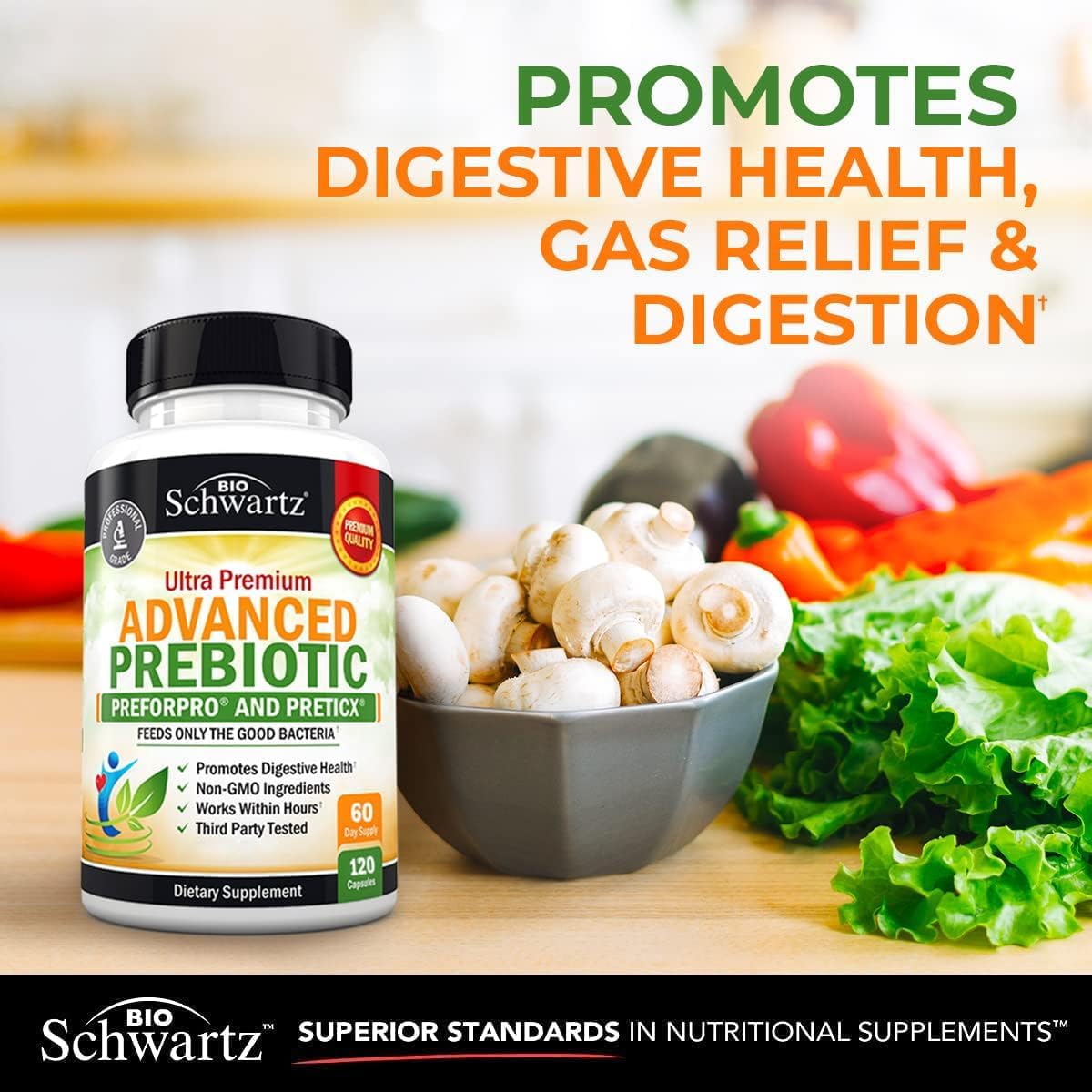 BioSchwartz Advanced Prebiotic and Probiotic Bundle - 2 Month Supply with 40 Billion CFU Daily Support