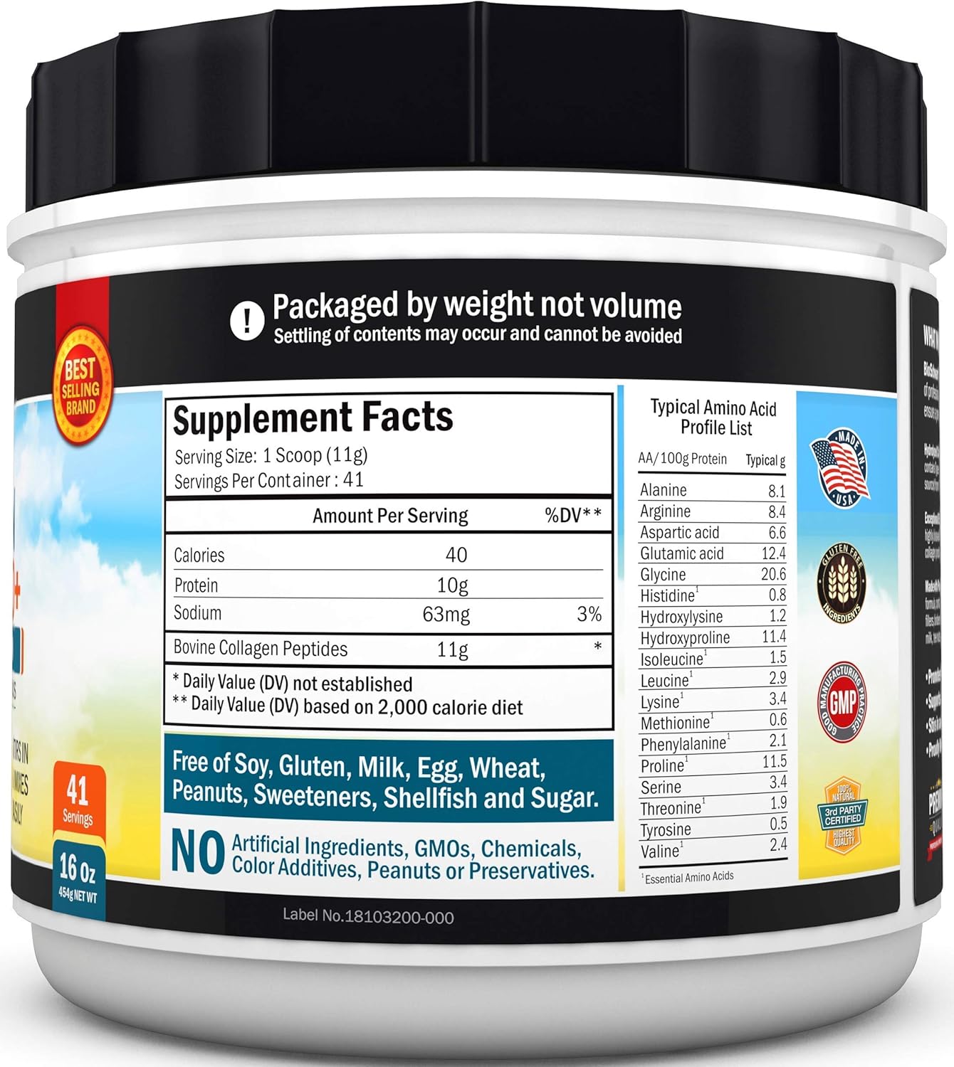 BioSchwartz Collagen Peptides Powder for Healthy Bone & Joint Support - Glucosamine, Chondroitin, MSM - Promotes Flexibility & Supports Cartilage