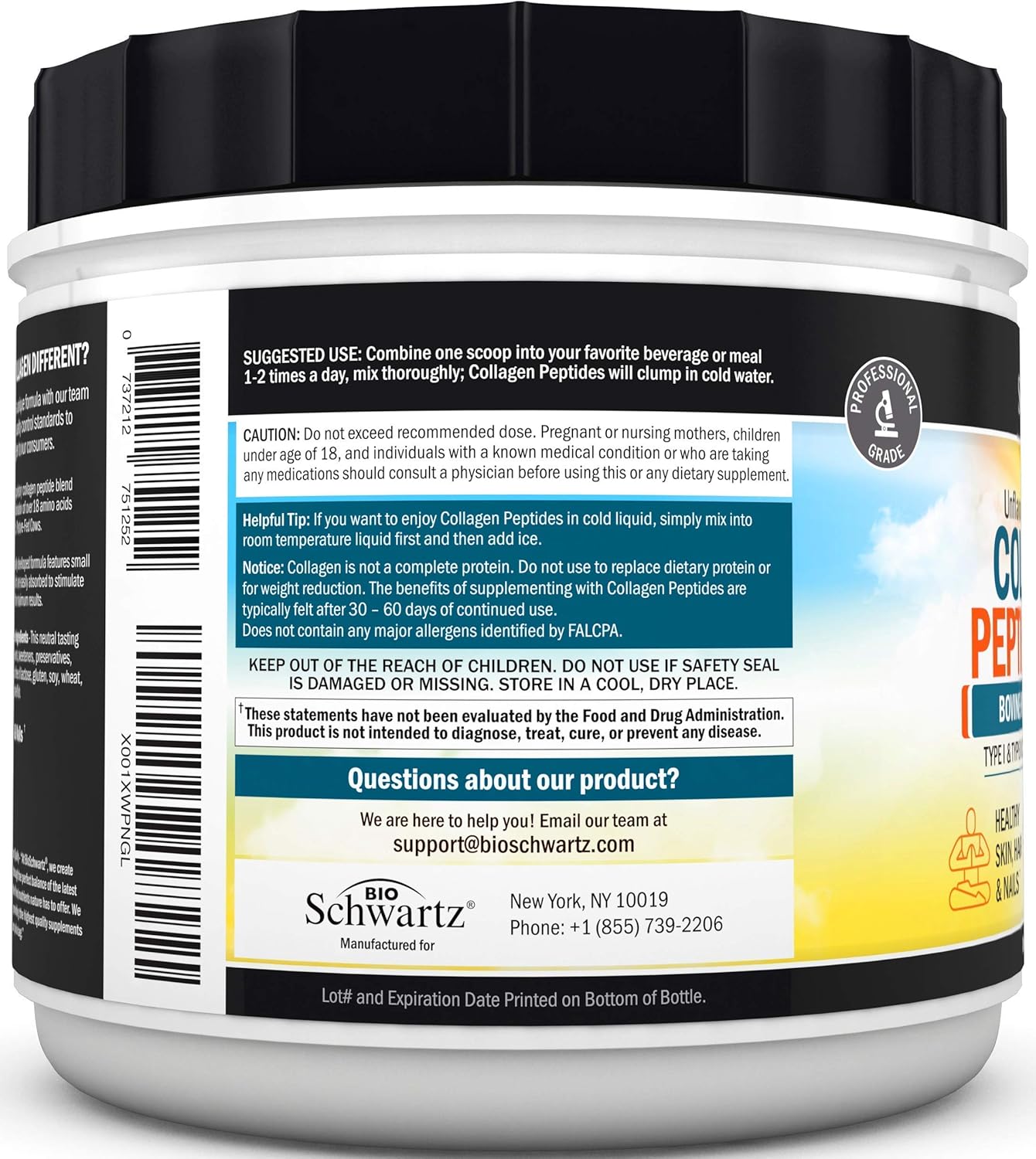 BioSchwartz Collagen Peptides Powder for Healthy Bone & Joint Support - Glucosamine, Chondroitin, MSM - Promotes Flexibility & Supports Cartilage