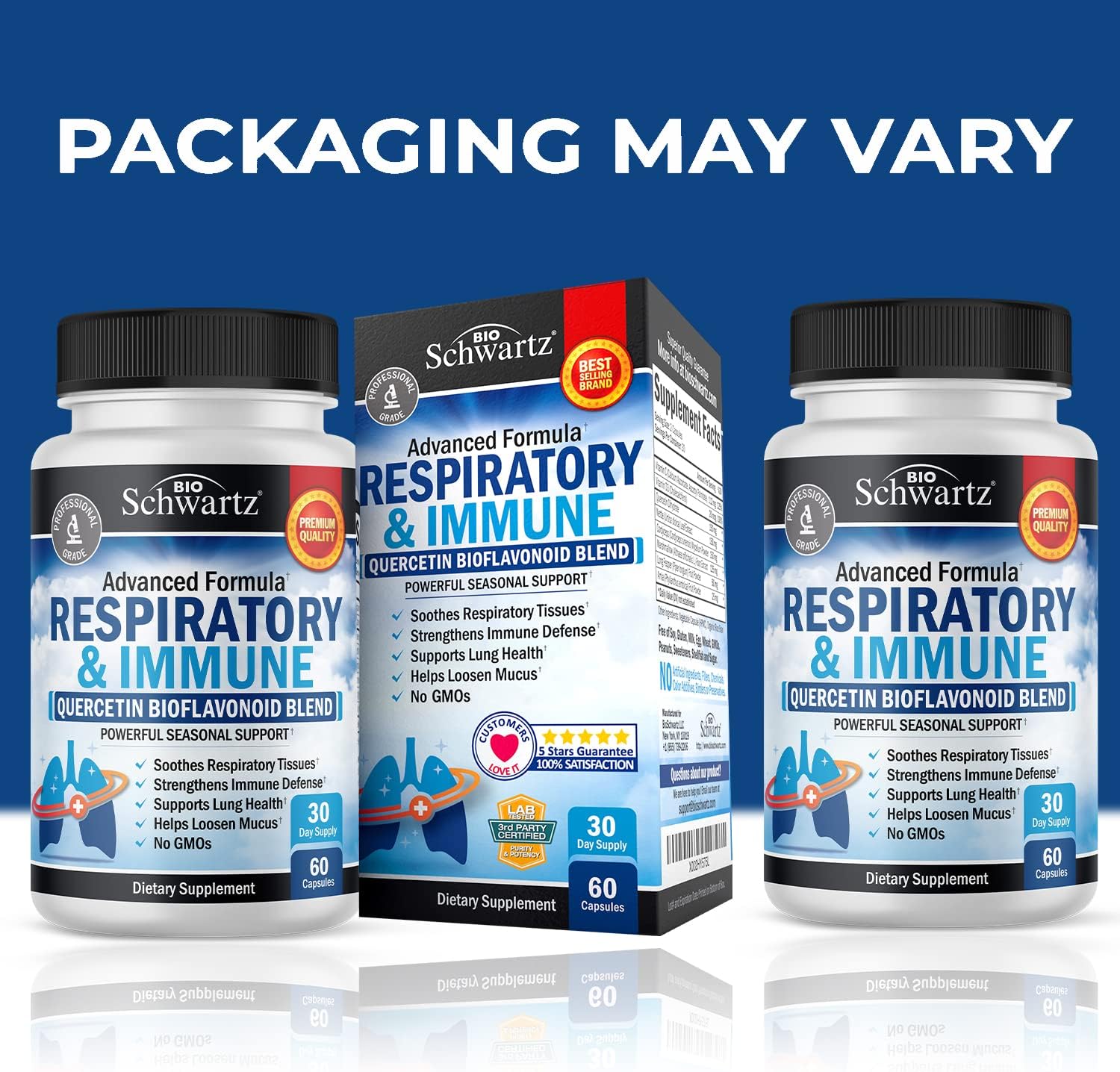 BioSchwartz Respiratory & Immune Lung Support Supplement with Quercetin + 17-in-1 Immune Support & Antioxidants - 2 Month Supply