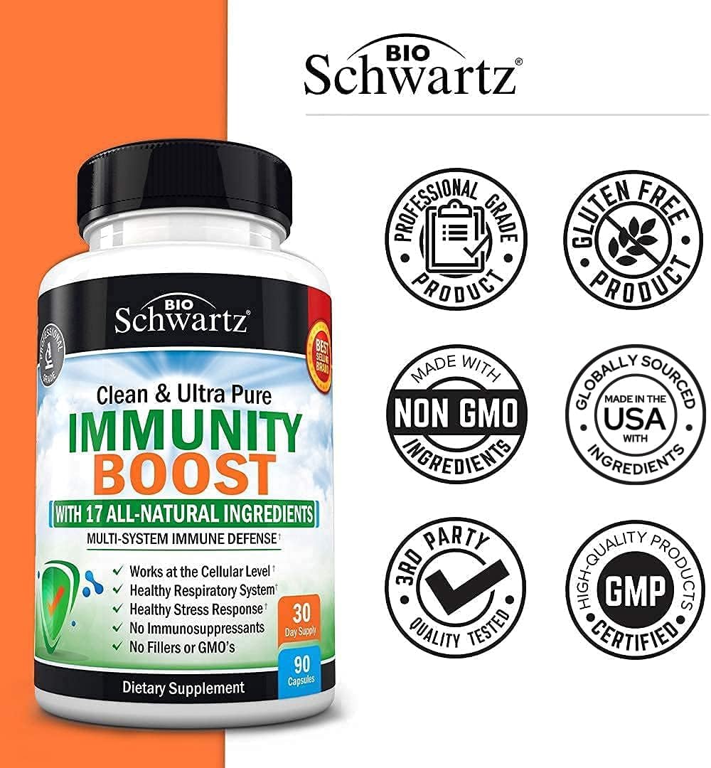 BioSchwartz Respiratory & Immune Lung Support Supplement with Quercetin + 17-in-1 Immune Support & Antioxidants - 2 Month Supply