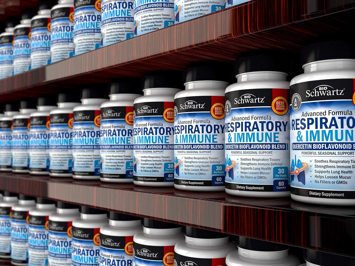 BioSchwartz Respiratory & Immune Lung Support Supplement with Quercetin + 17-in-1 Immune Support & Antioxidants - 2 Month Supply