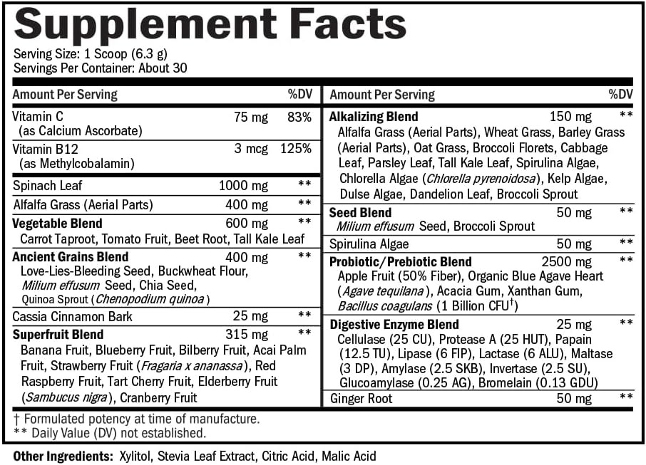BioSchwartz Super Greens Powder with Probiotics, Prebiotics, Digestive Enzymes, and Hydrolyzed Collagen Peptide Capsules - Complete Wellness Bundle for 30 Servings.