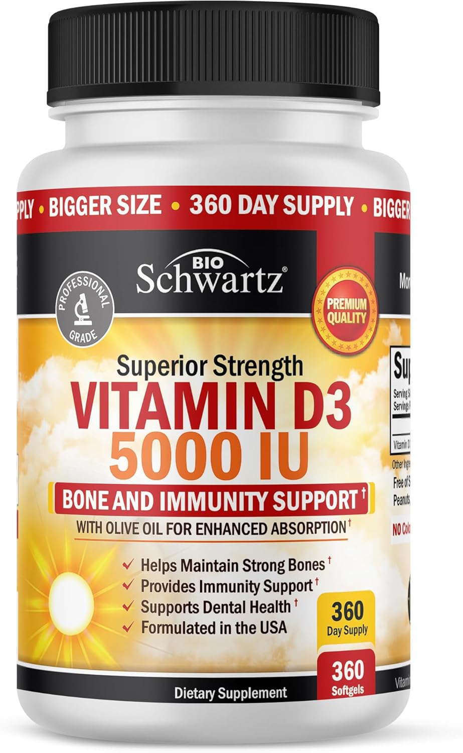 BioSchwartz Triple Strength Omega 3 Fish Oil Softgels with High Strength Vitamin D3 - 1 Month Omega 3 Supply + 1 Year Vitamin D Supply