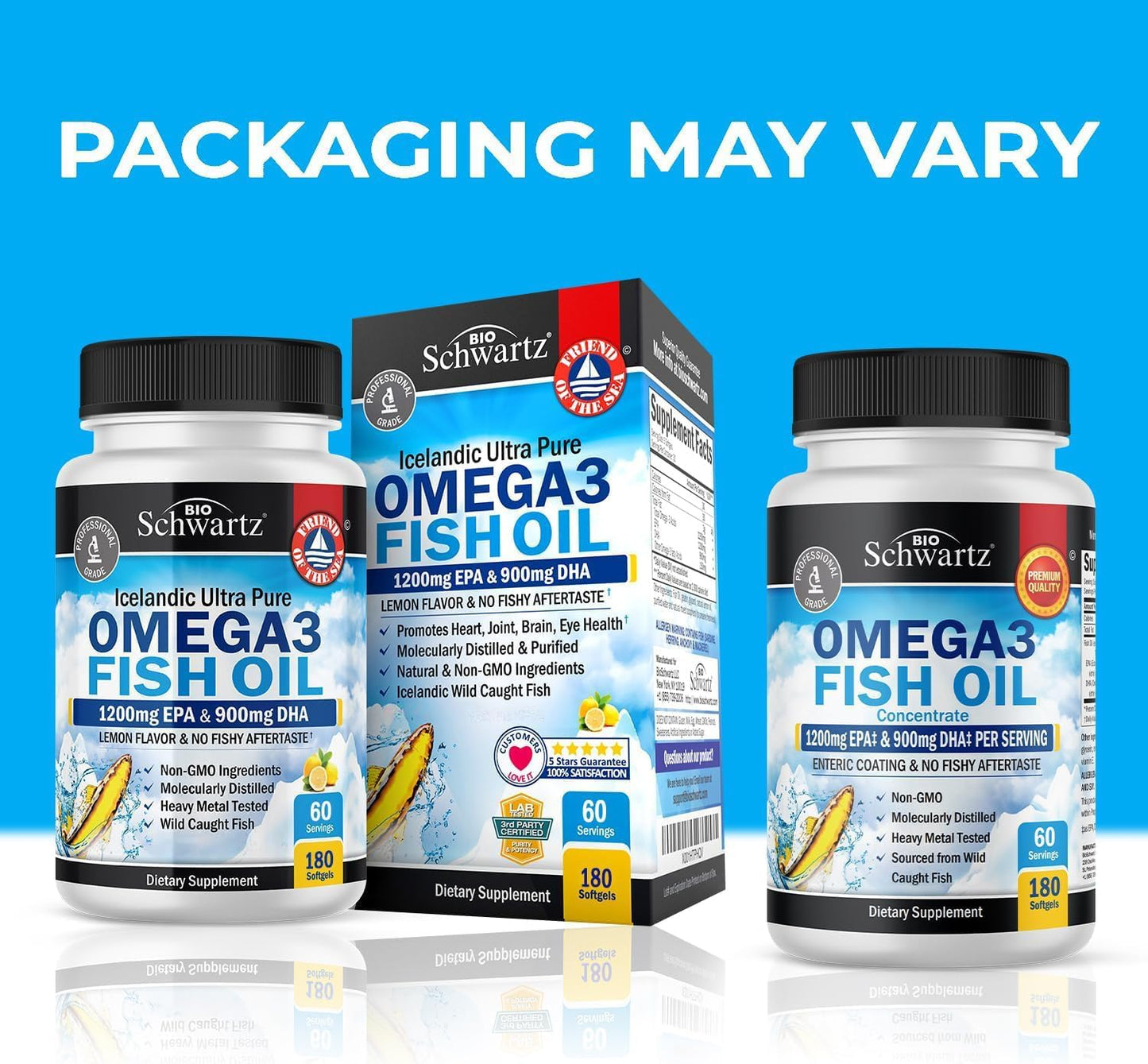 BioSchwartz Triple Strength Omega 3 Fish Oil Softgels and Probiotic Bundle - 2 Month Supply