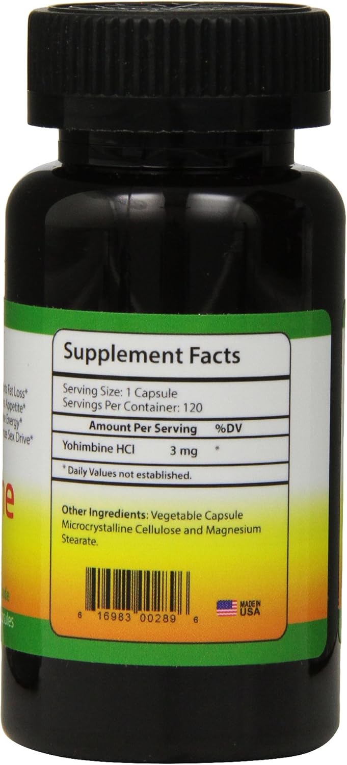 Biotech Nutritions Yohimbine HCl Capsules, 120 Count - Dietary Supplement for Energy and Weight Management