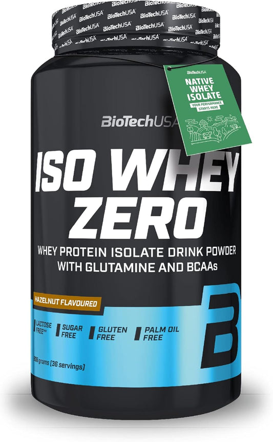 BiotechUSA IsoWhey Zero Hazelnut Flavor 908G - Lactose-Free Formula