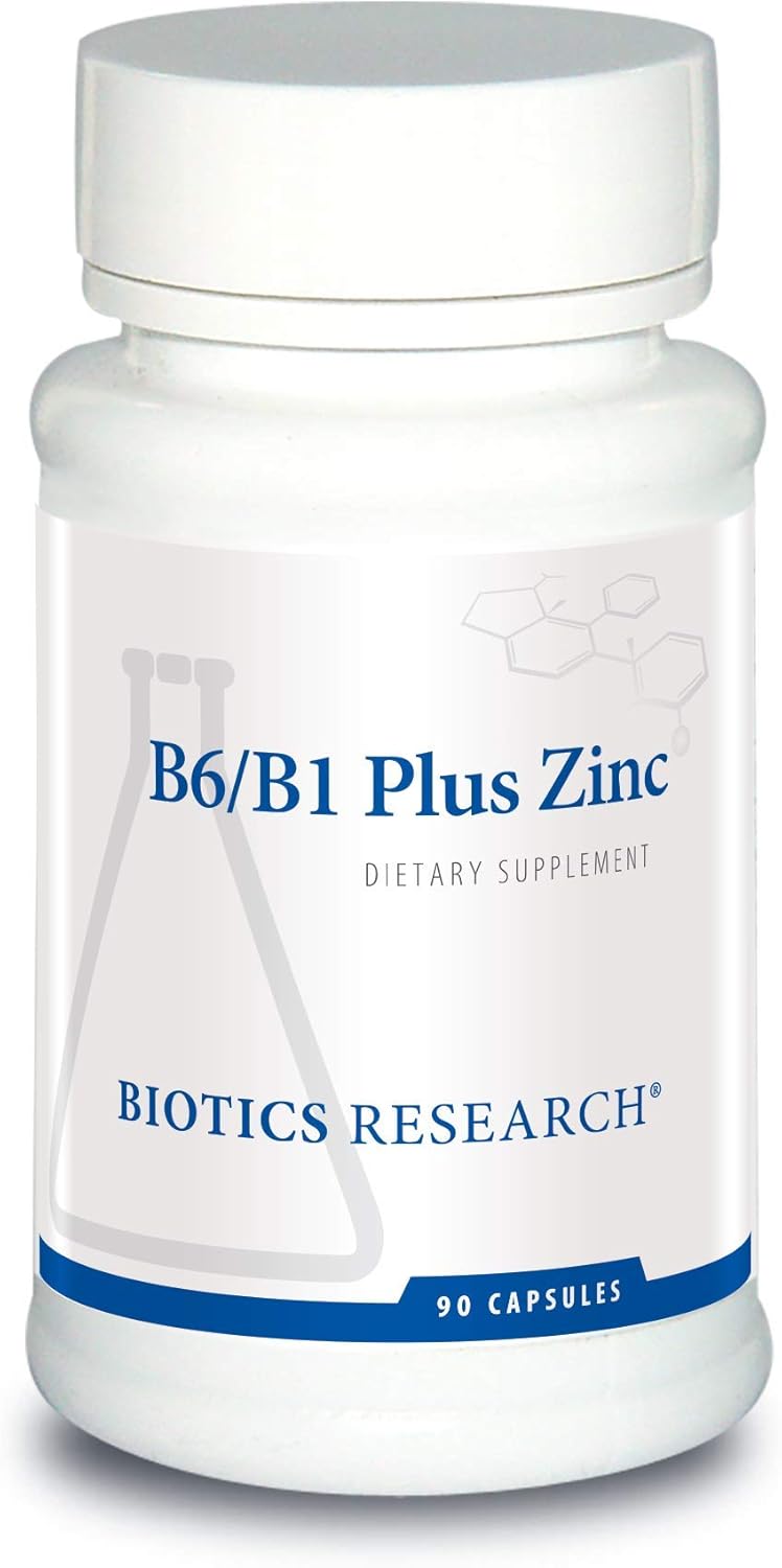 Biotics Research B6 B1 Plus Zinc: Active B Vitamin Forms, 5mg Highly Bioavailable Zinc, Supports 300+ Enzymes - 90 Capsules
