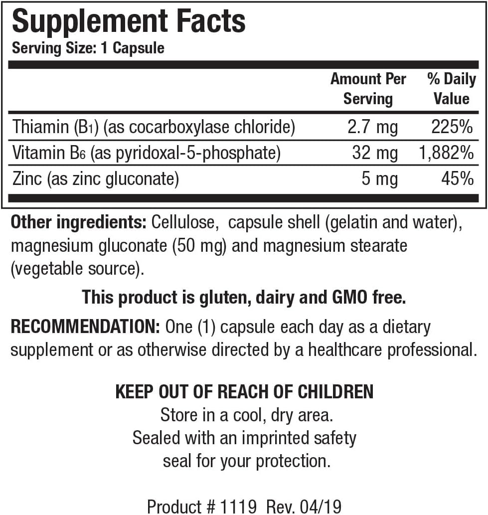Biotics Research B6 B1 Plus Zinc: Active B Vitamin Forms, 5mg Highly Bioavailable Zinc, Supports 300+ Enzymes - 90 Capsules