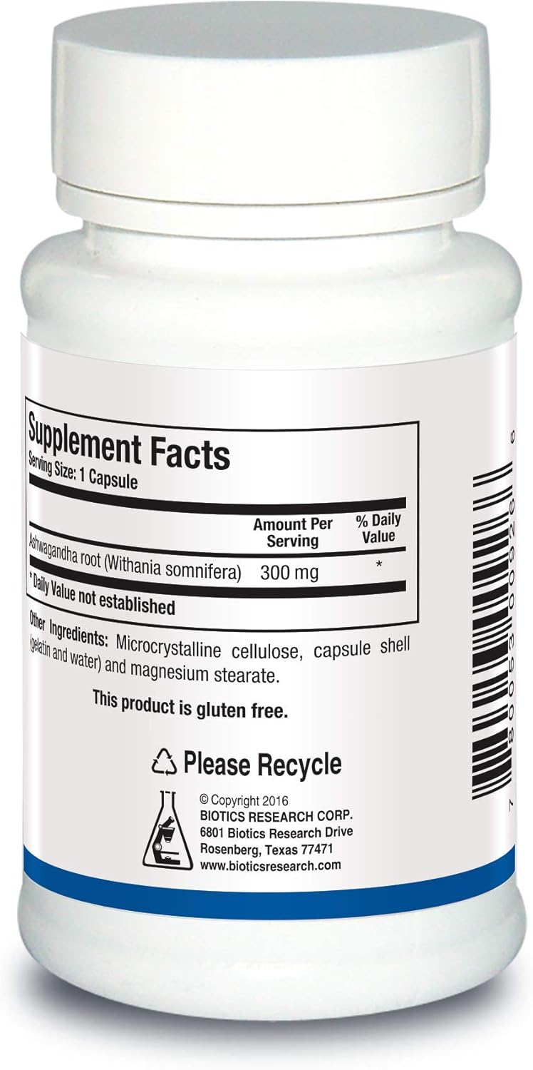 Biotics Research Bio Ashwagandha 300 Capsules - Adaptogenic Herb for Relaxation, Adrenal & Cognitive Health, Immune Support, Brain & Women’s Health