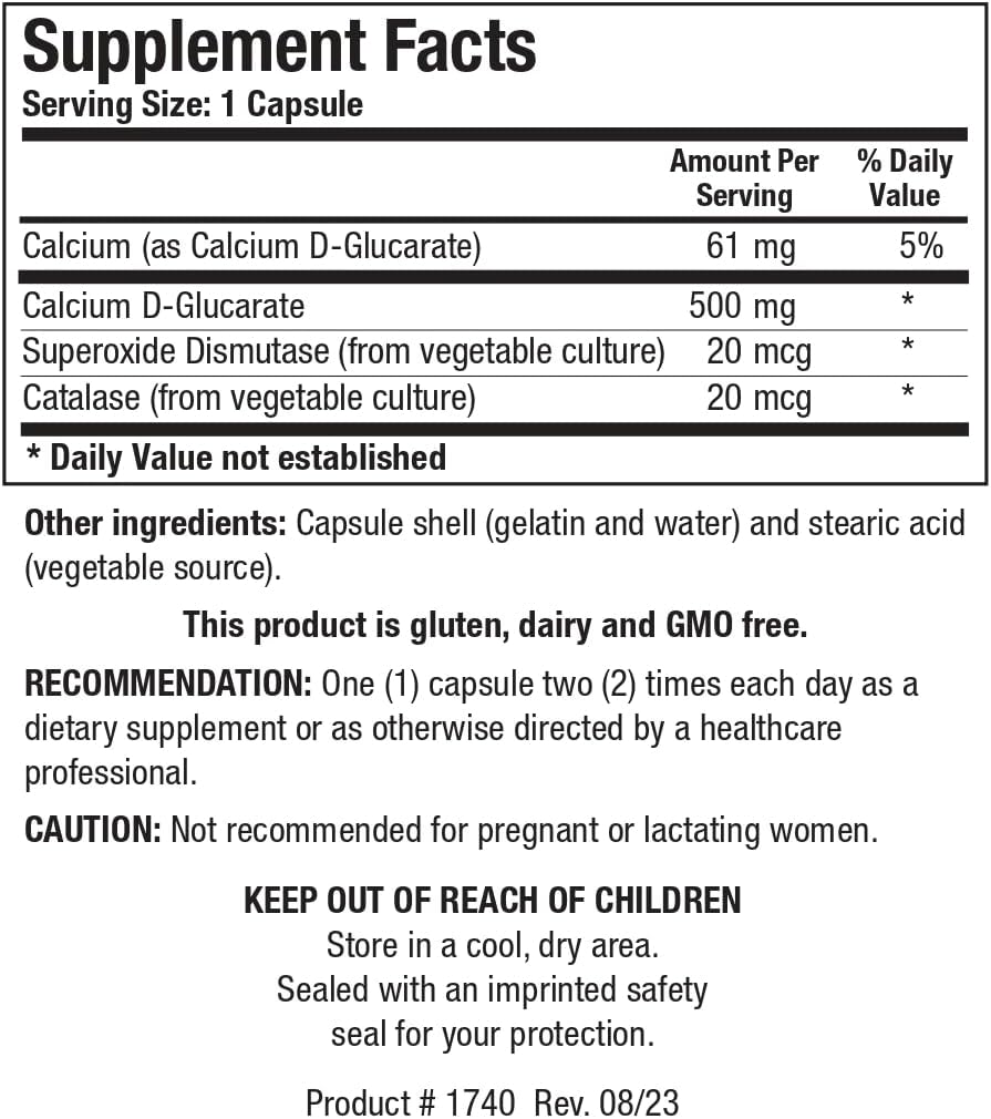 Biotics Research Ca D Glucarate Liver Detox Supplement - Supports Bone, Hormone, Heart Health - 120 Count Veggie Capsules