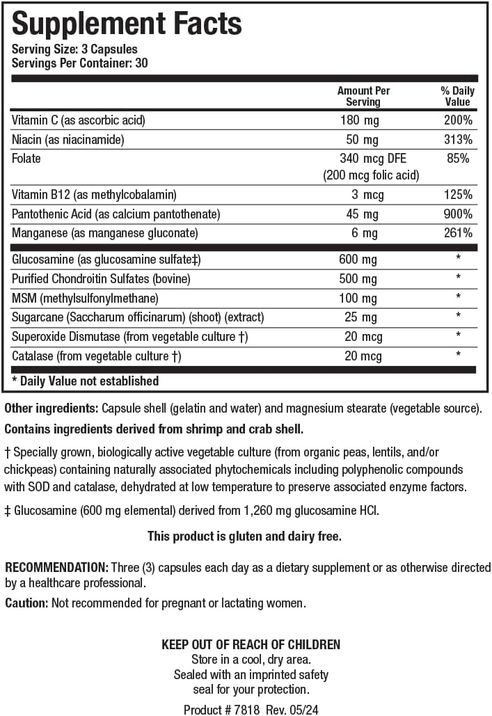 Biotics Research ChondroSamine S: Joint & Connective Tissue Support with Glucosamine, MSM, Vitamin C - 90 Capsules