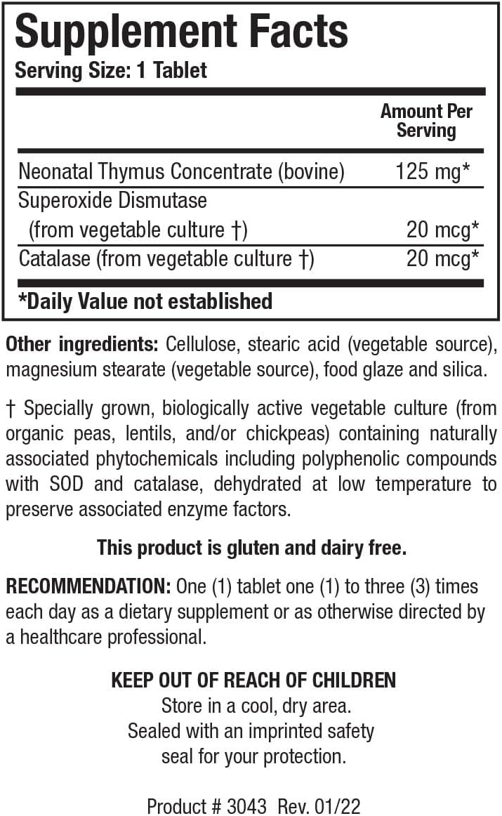 Biotics Research Cytozyme Thy Neonatal Thymus Concentrate - Immune System Support Supplement, 180 Tablets
