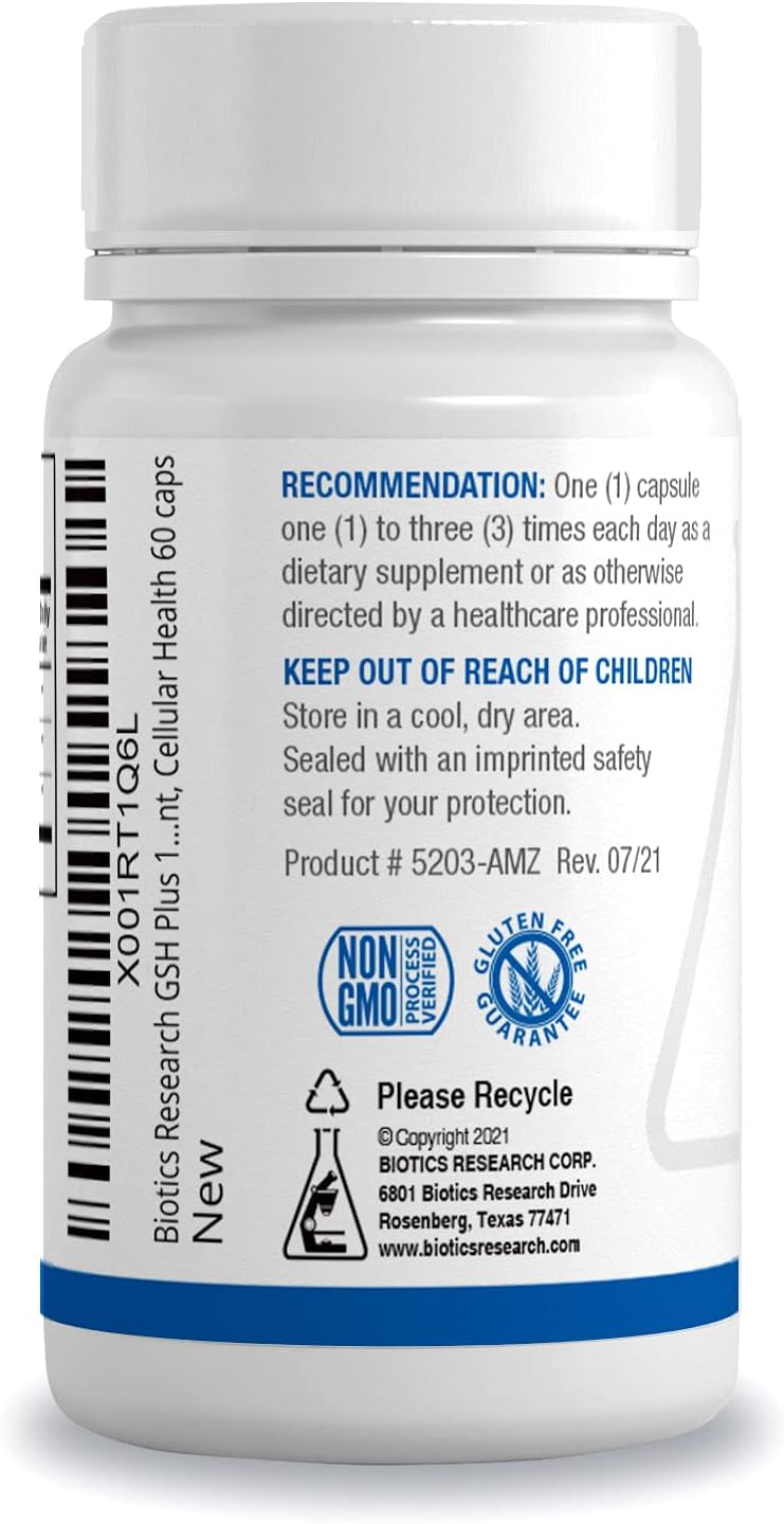 Biotics Research GSH Plus 150mg: Antioxidant Supplement for Liver & Cellular Health - 60 Capsules