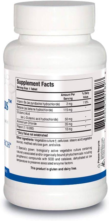 Biotics Research HCl Plus™ - Digestive Support Supplement with Betaine Hydrochloride, Pepsin, and Glutamic Acid - 90 Tablets