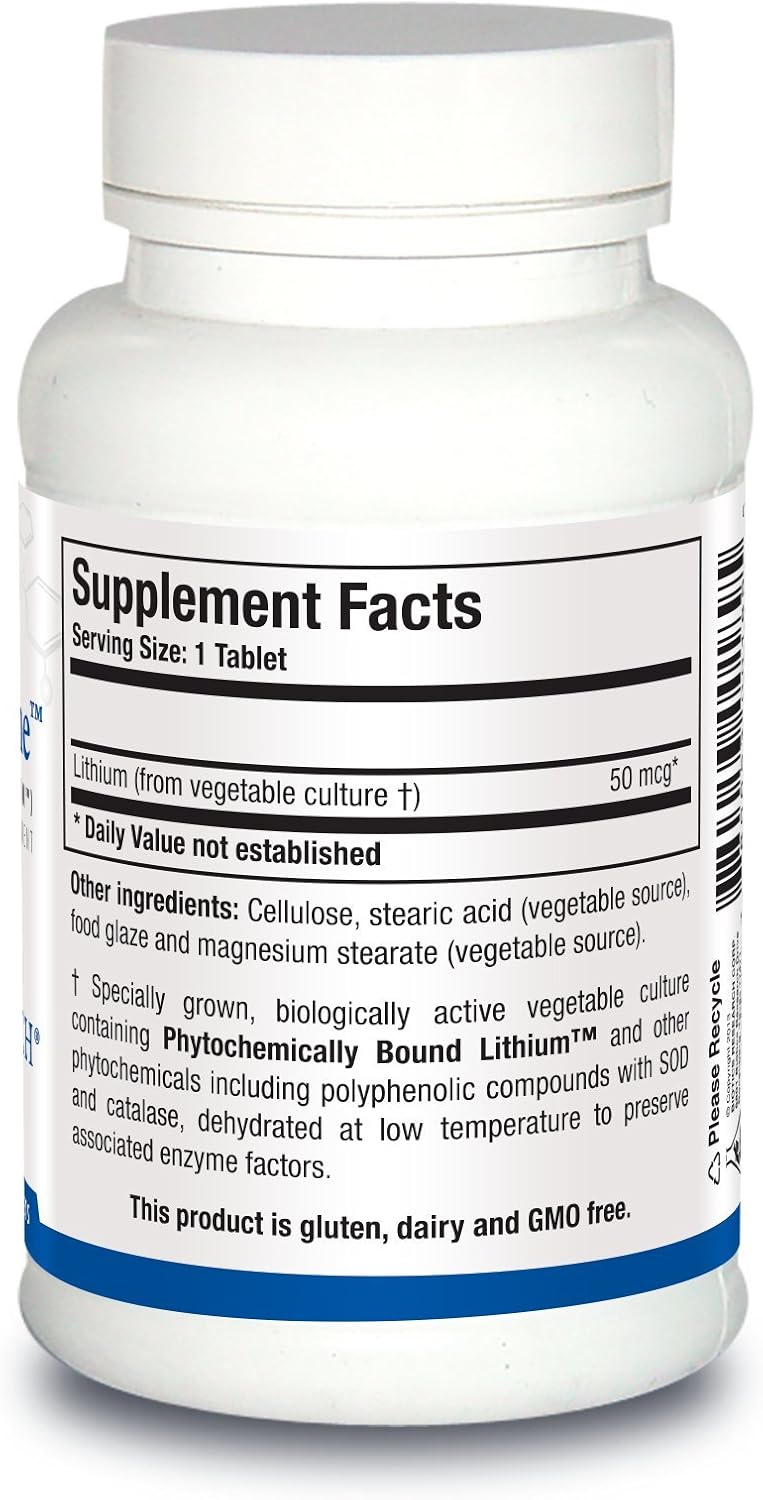 Biotics Research Li Zyme 50mcg Whole Food Lithium Tablets, Brain Function & Mood Support