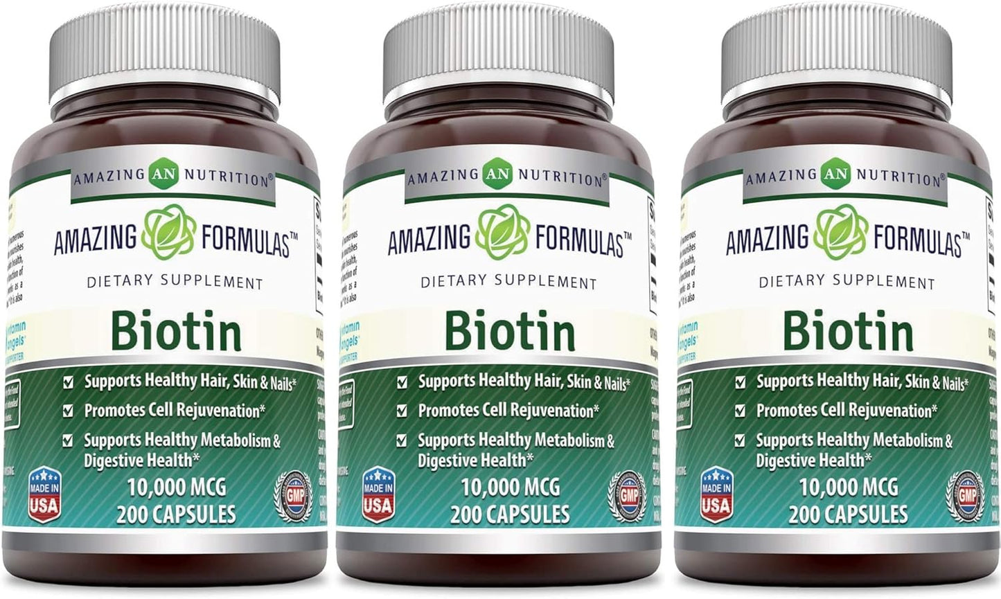 Biotin 10,000 Mcg Dietary Supplement - 600 Capsules for Healthy Hair, Skin & Nails