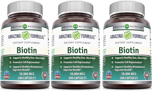 Biotin 10,000 Mcg Dietary Supplement - 600 Capsules for Healthy Hair, Skin & Nails