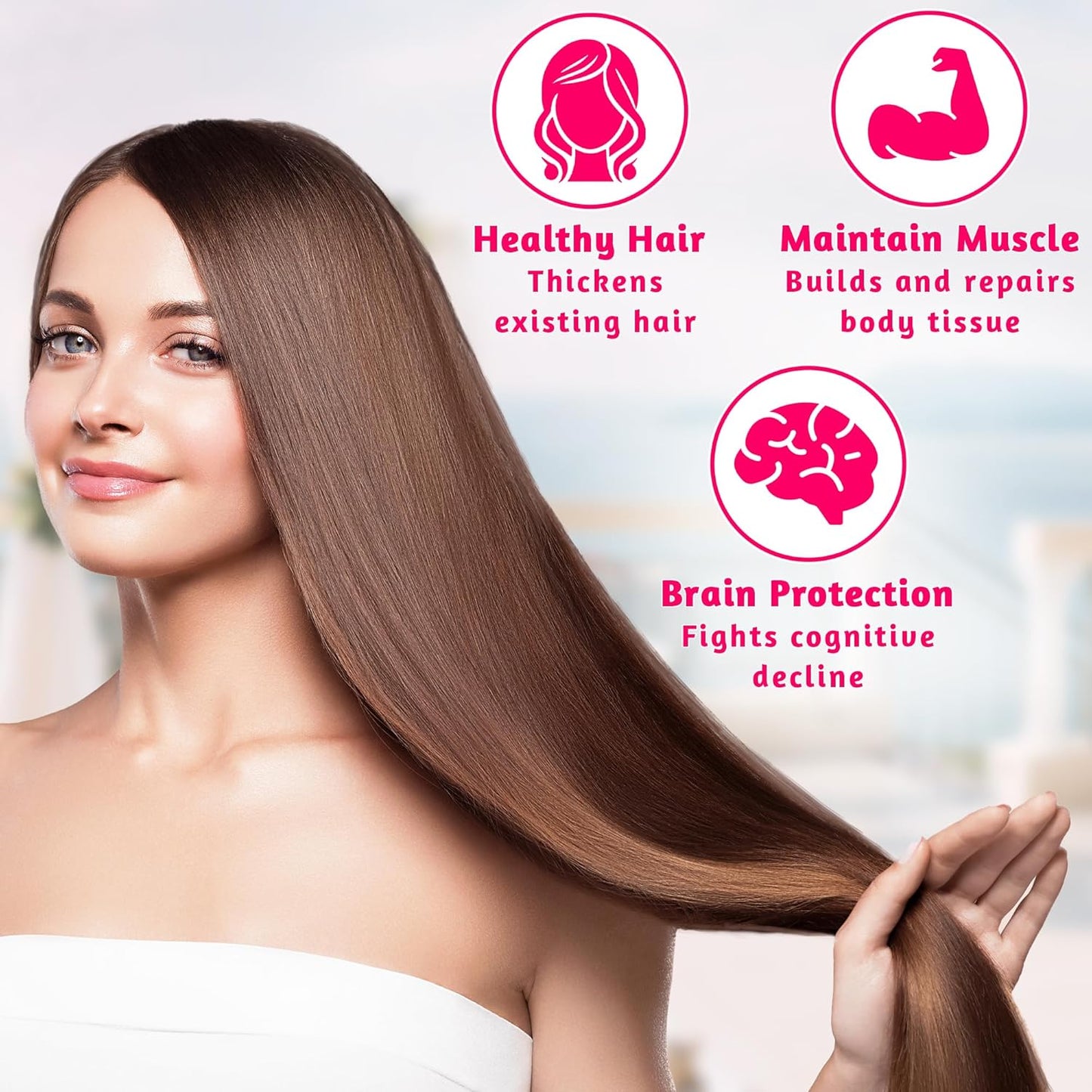 Biotin 10,000 mcg Supplement with Zinc & Selenium for Hair, Nails & Skin - 120 Vegan Capsules for Men and Women