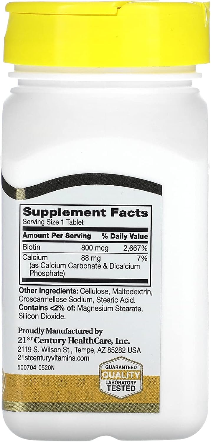 Biotin 800 mcg Tablets for Hair, Skin, and Nails - 110 Count