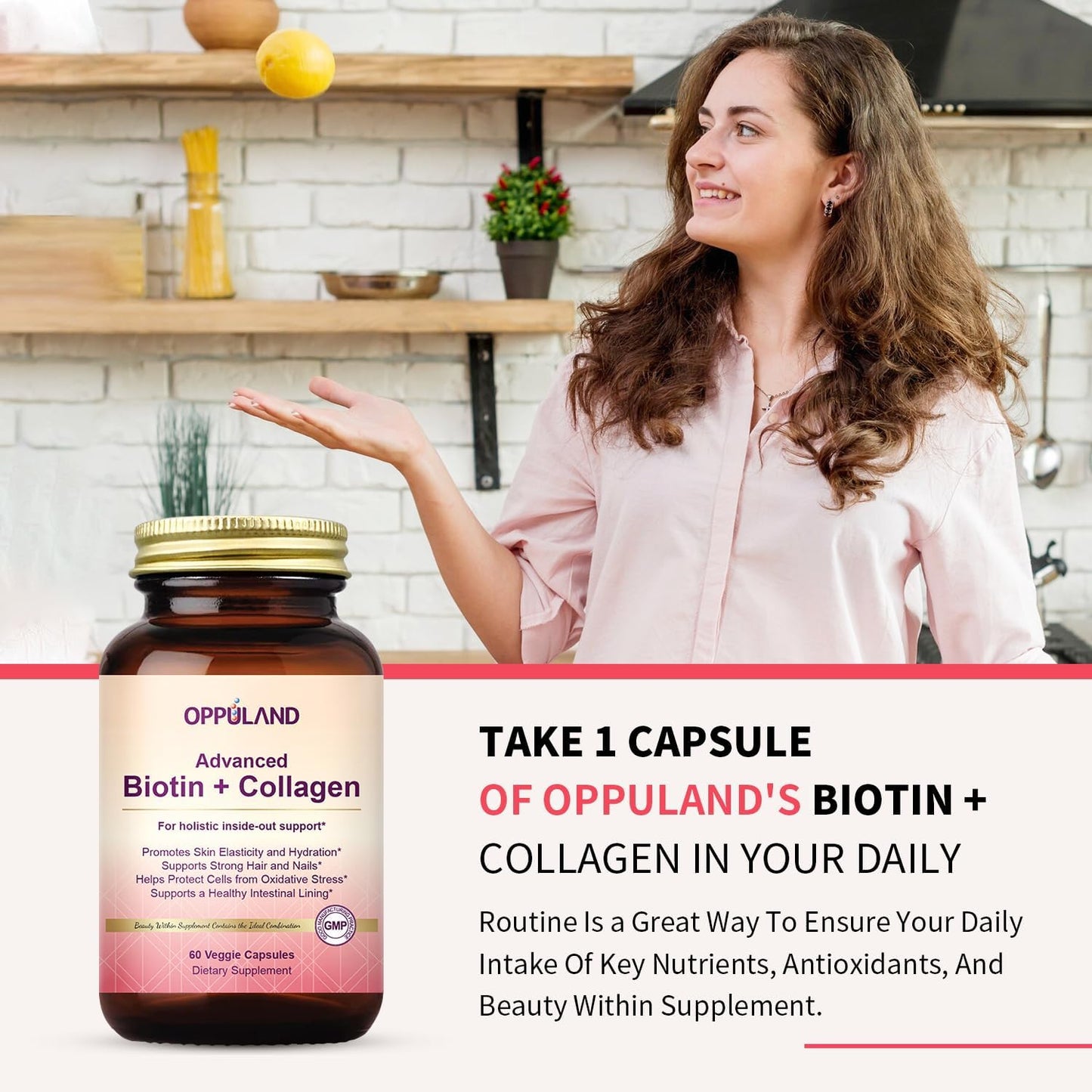 Biotin and Collagen Supplements for Women - 5000 mcg Biotin + Collagen - Promotes Healthy Hair, Skin, and Nails - 60 Veggie Capsules