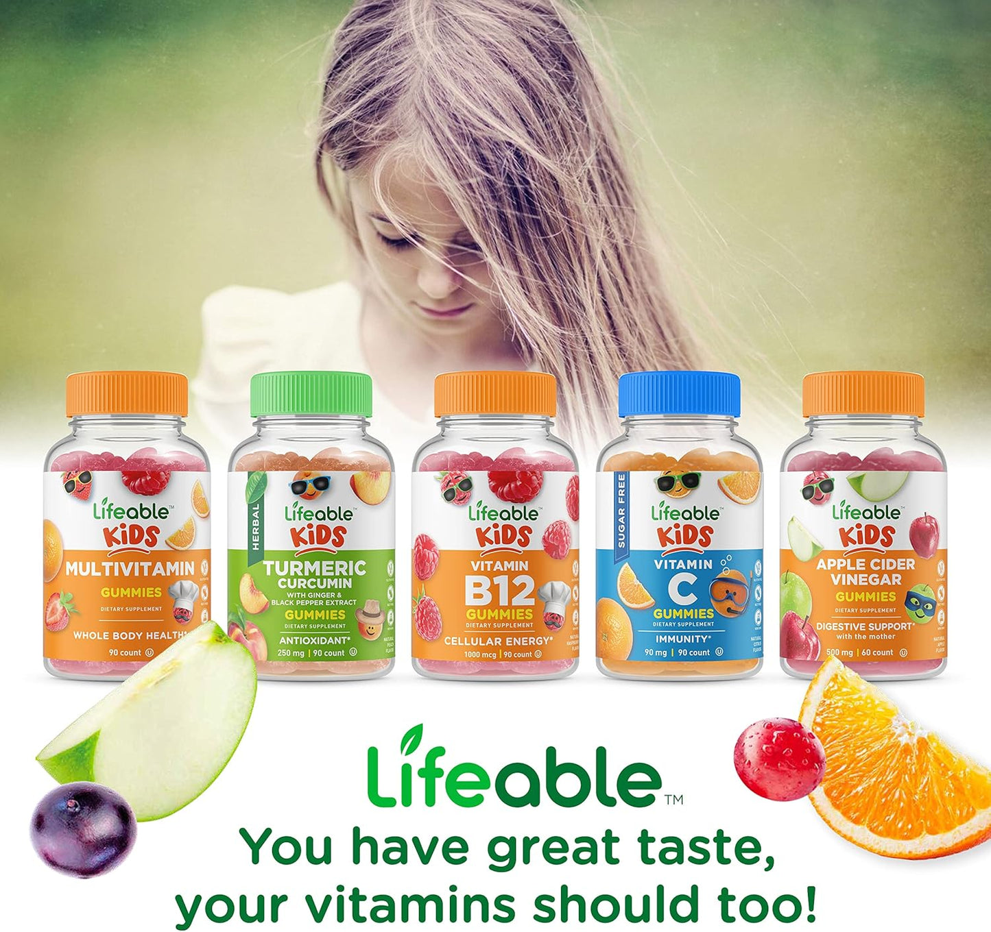 Biotin and Prebiotic Fiber Gummies Bundle for Kids - Delicious Vitamin Supplement, Gluten-Free Chewables, Non-GMO