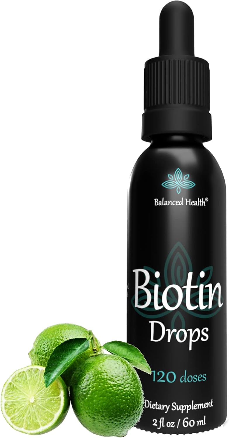 Biotin Drops for Healthy Hair, Skin, and Nails - 2oz Lemon Flavor, 120 Servings