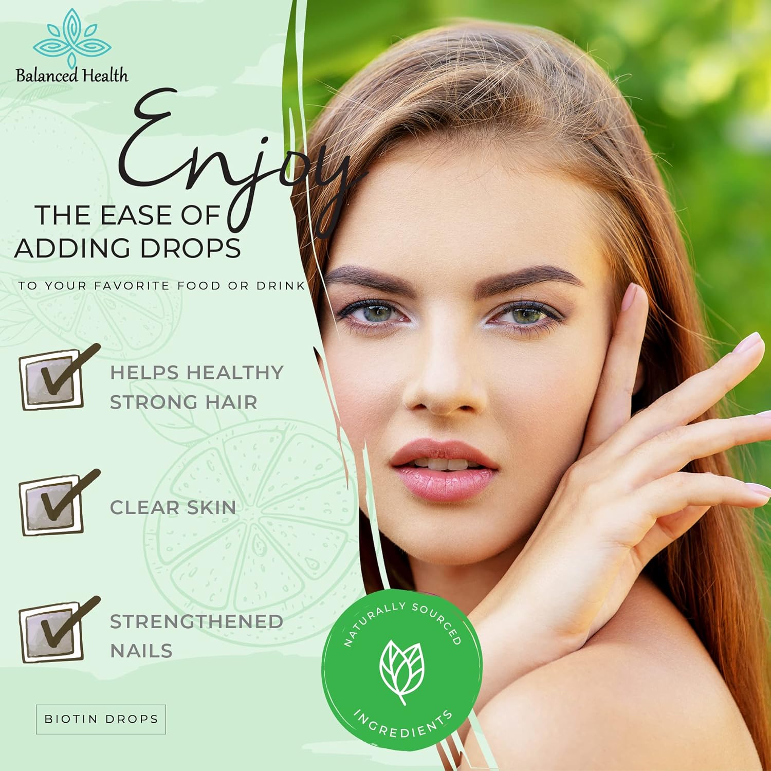 Biotin Drops for Healthy Hair, Skin, and Nails - 2oz Lemon Flavor, 120 Servings