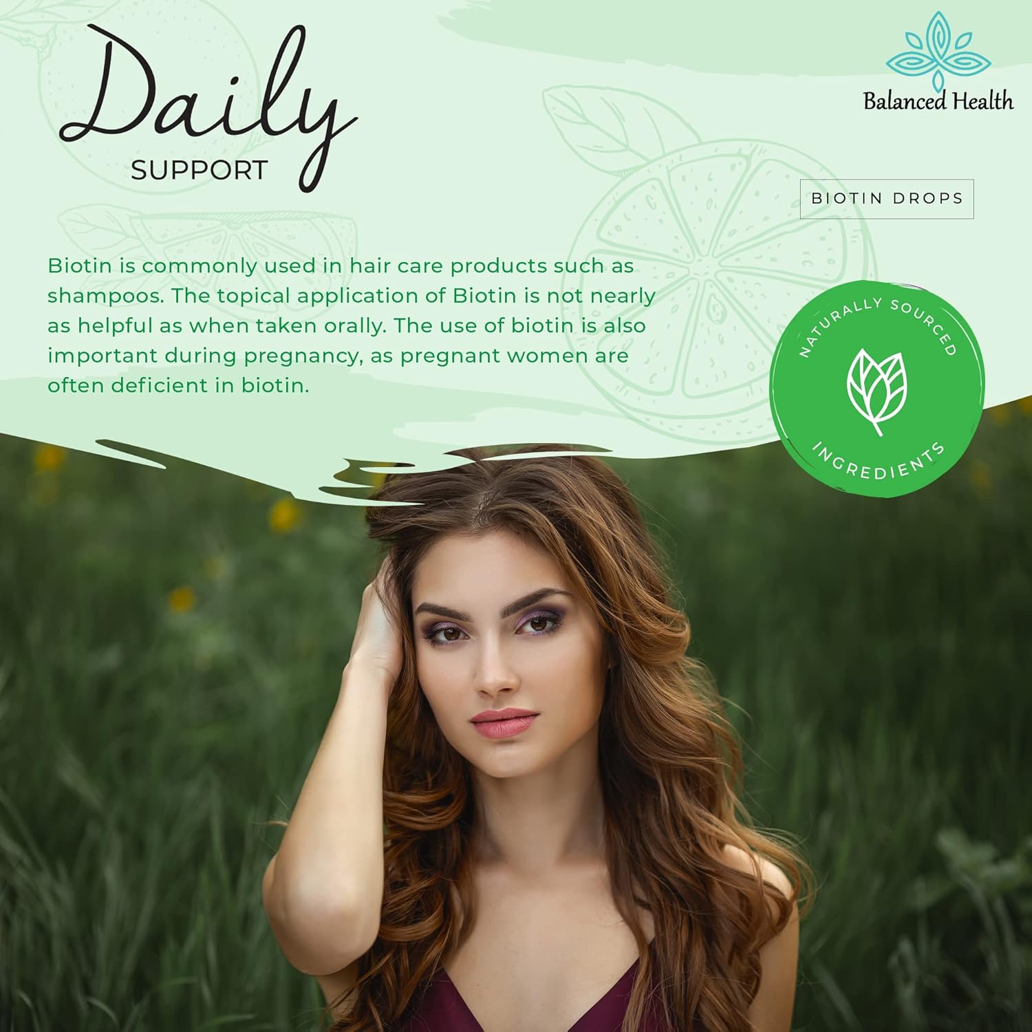 Biotin Drops for Healthy Hair, Skin, and Nails - 2oz Lemon Flavor, 120 Servings