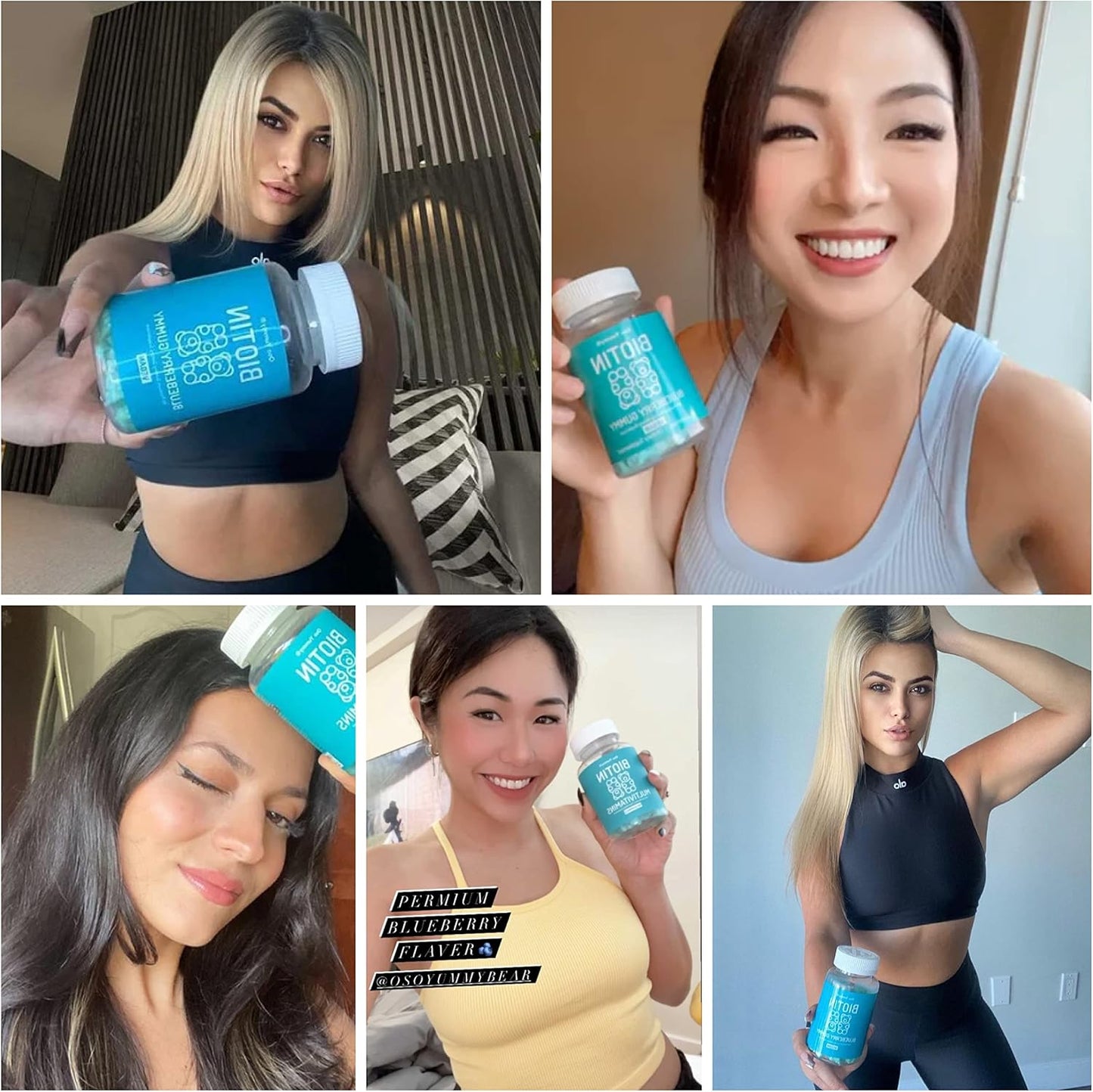 Biotin Gummies for Hair, Skin, and Nails with Vitamins A, C, D, E, B6, B12, and Zinc - Vegan Bear Shaped Supplement for Faster Hair Growth in Women and Men