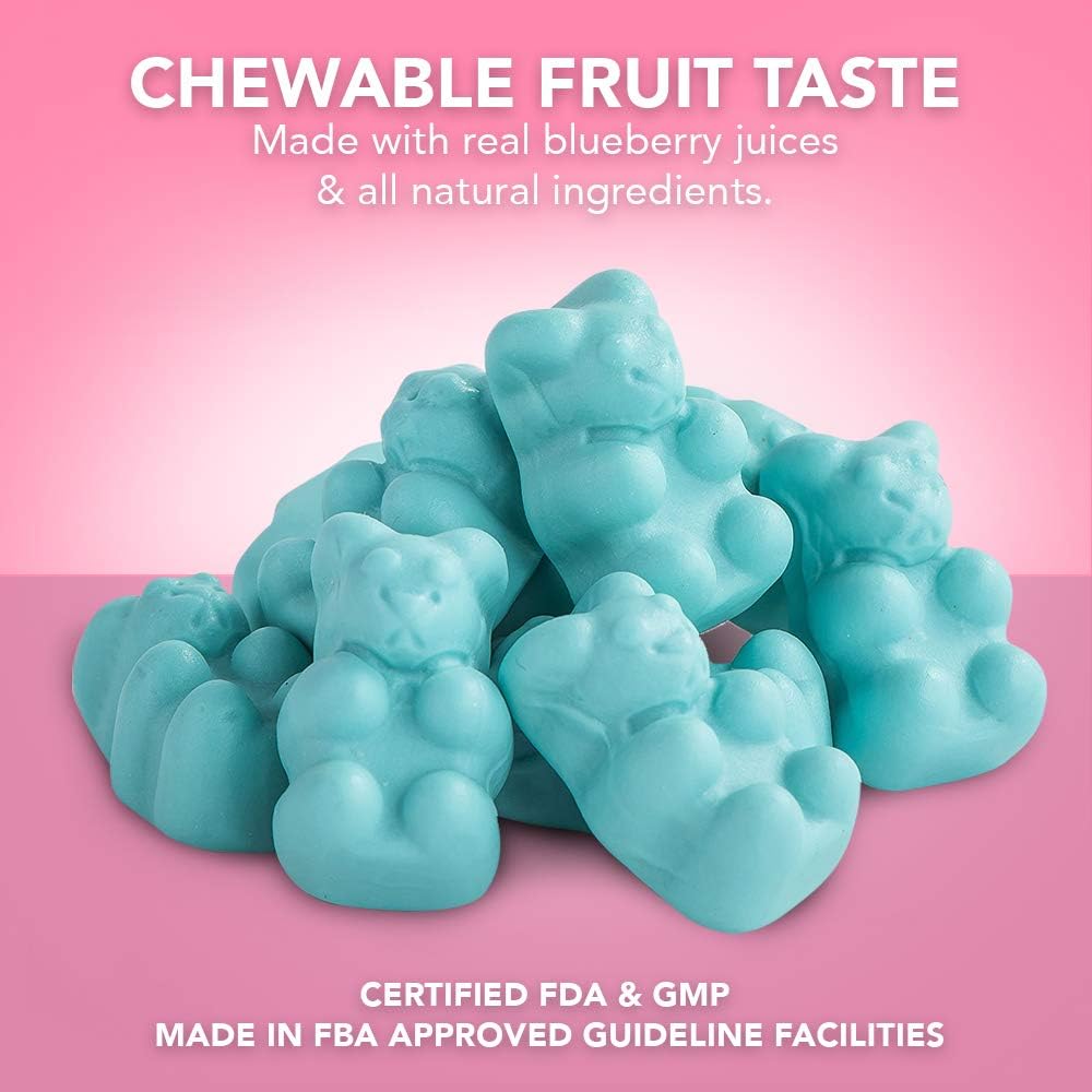 Biotin Gummies for Hair, Skin, and Nails with Vitamins A, C, D, E, B6, B12, and Zinc - Vegan Bear Shaped Supplement for Faster Hair Growth in Women and Men