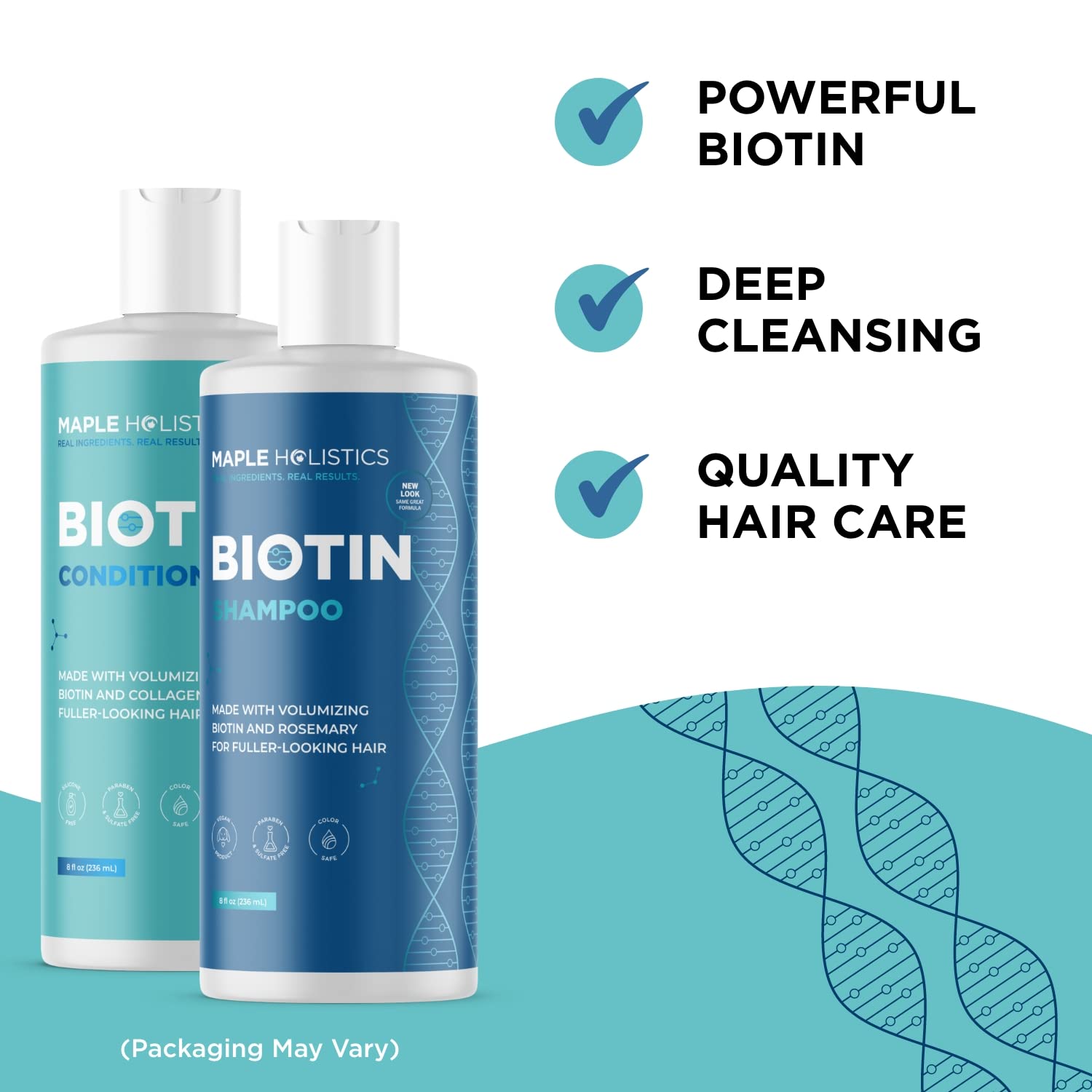 Biotin Hair Growth Set with Rosemary, Collagen - Volumizing Shampoo, Conditioner, Supplement Kit for Thickening Hair