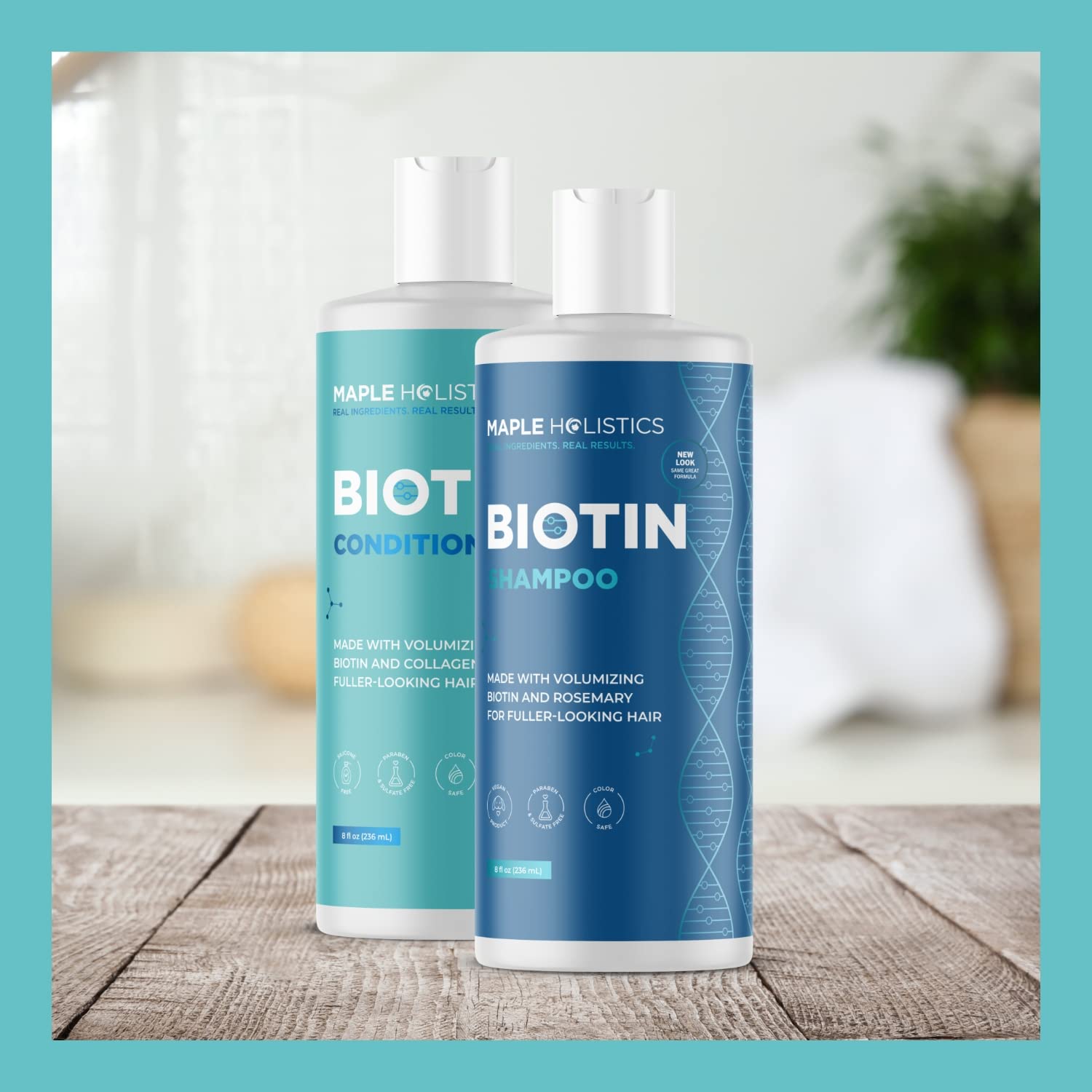 Biotin Hair Growth Set with Rosemary, Collagen - Volumizing Shampoo, Conditioner, Supplement Kit for Thickening Hair