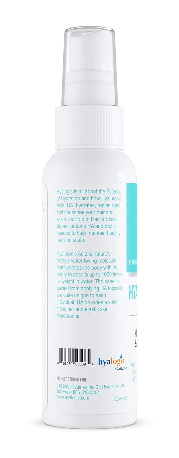 Biotin Hair Growth Spray with Hyaluronic Acid - Professional Formula for Thinning Hair - Hydrating Scalp Treatment for Volume (4 Fl oz)