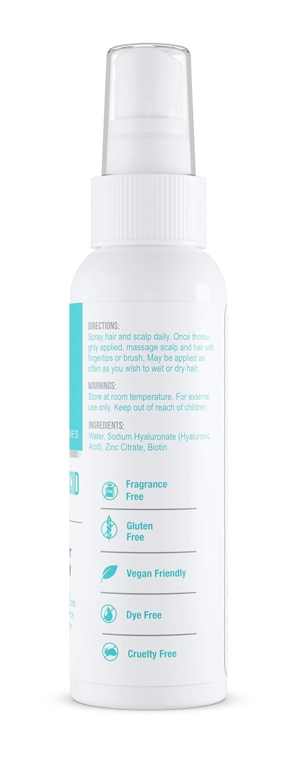 Biotin Hair Growth Spray with Hyaluronic Acid - Professional Formula for Thinning Hair - Hydrating Scalp Treatment for Volume (4 Fl oz)
