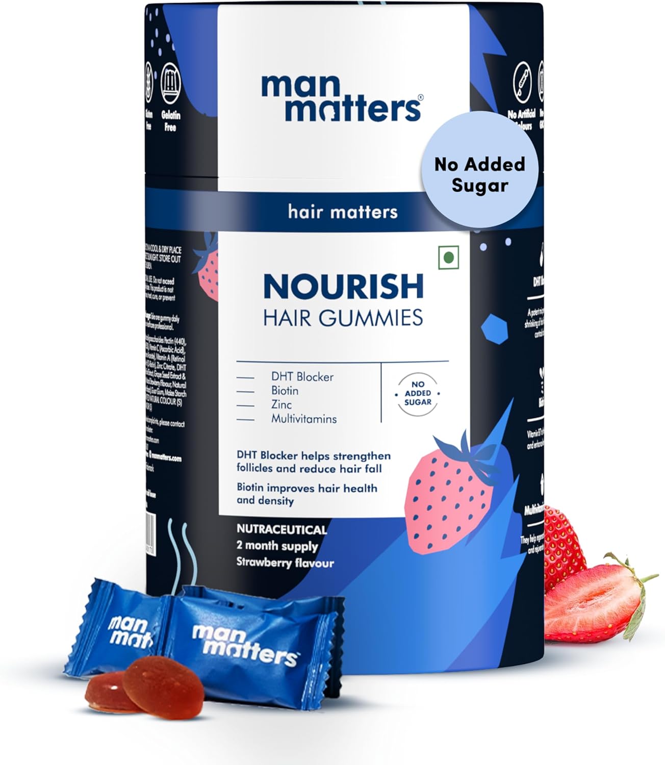 Biotin Hair Gummy with Hair Vitamins for Healthy Hair - 60 Gummies - No Added Sugar