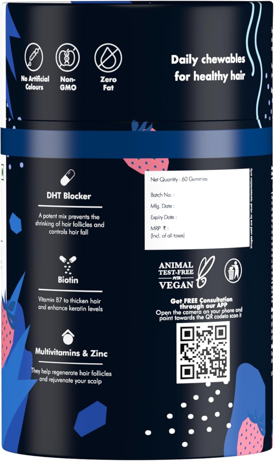 Biotin Hair Gummy with Hair Vitamins for Healthy Hair - 60 Gummies - No Added Sugar