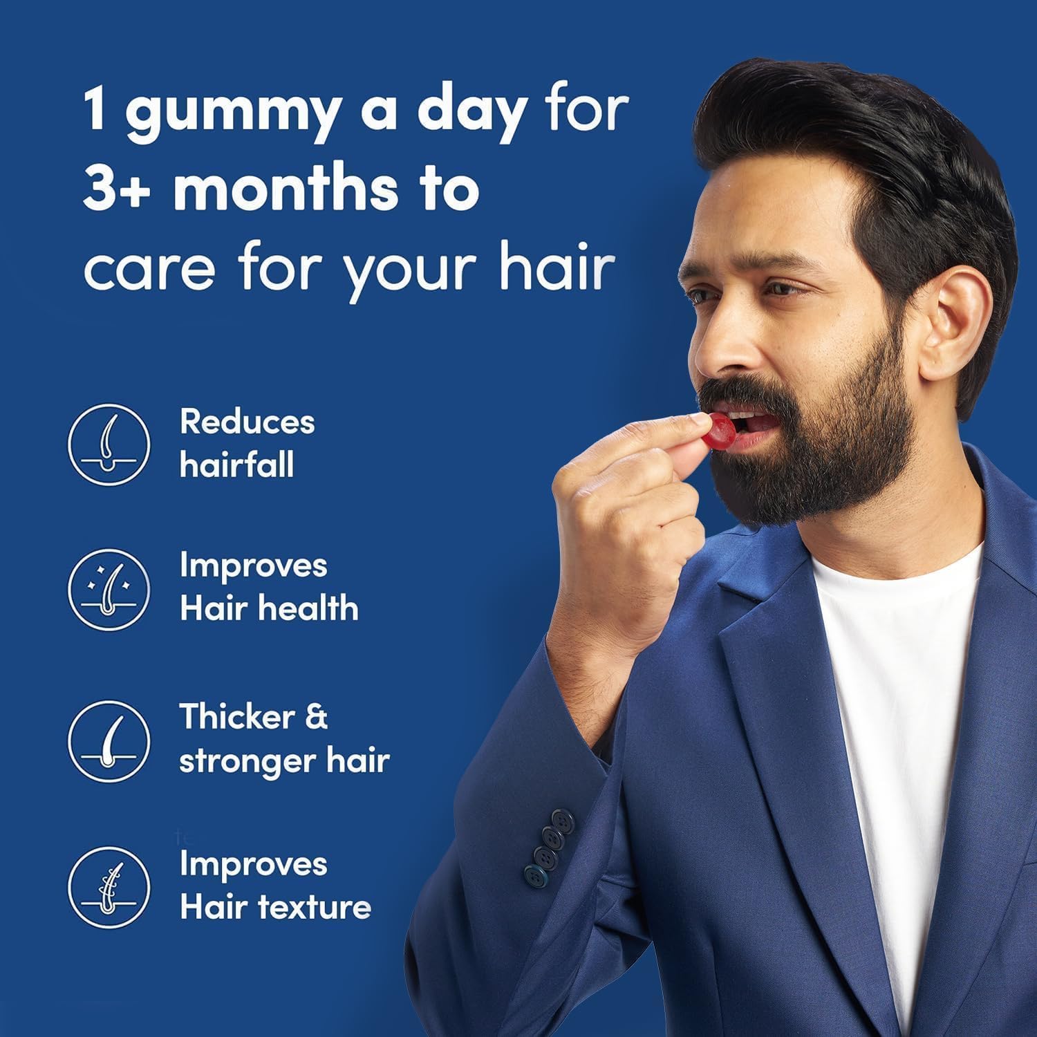 Biotin Hair Gummy with Hair Vitamins for Healthy Hair - 60 Gummies - No Added Sugar