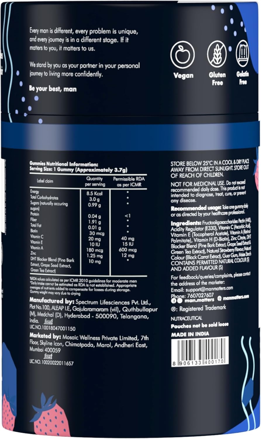 Biotin Hair Gummy with Hair Vitamins for Healthy Hair - 60 Gummies - No Added Sugar