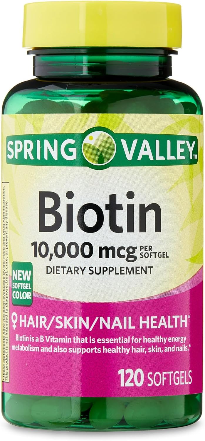 Biotin Hair Skin Nails Health Supplement Softgels - 10,000 mcg, 120 Count